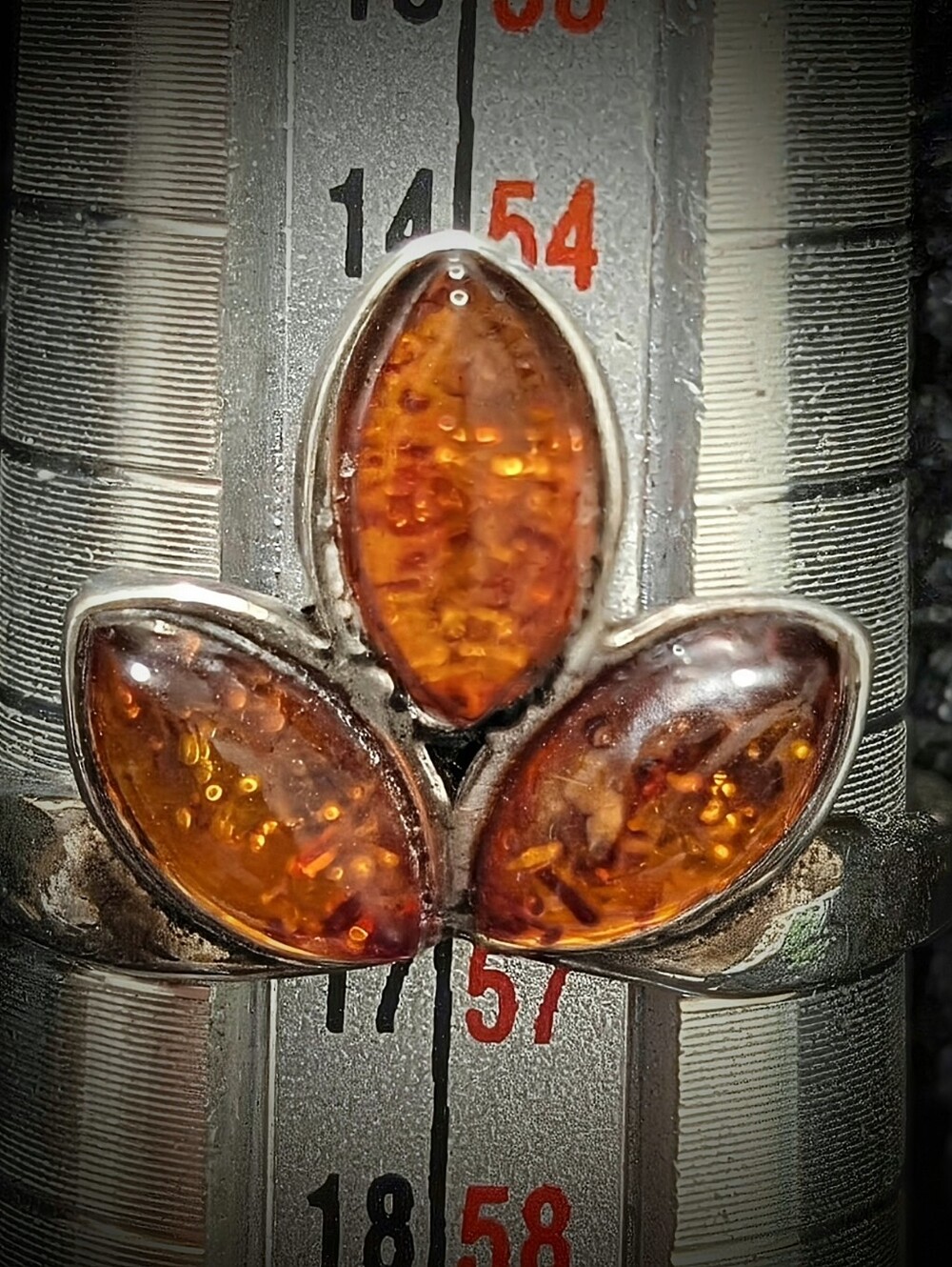 Multi stone Genuine Baltic Amber Ring - Picture 6 of 12